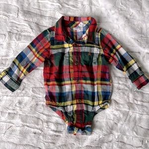 GAP Button Up Plaid Onesie